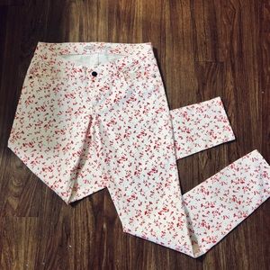 Pink and White Floral Jeans